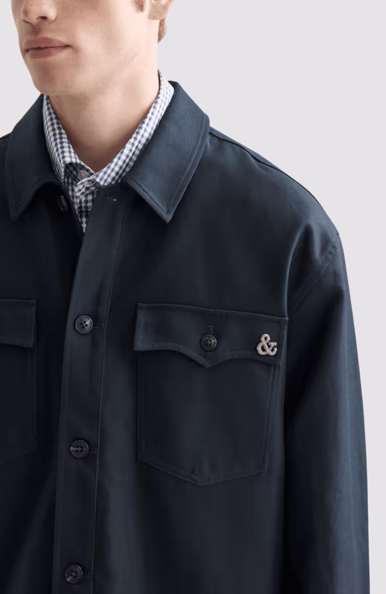 Cotton-blend twill relaxed-fit overshirt
