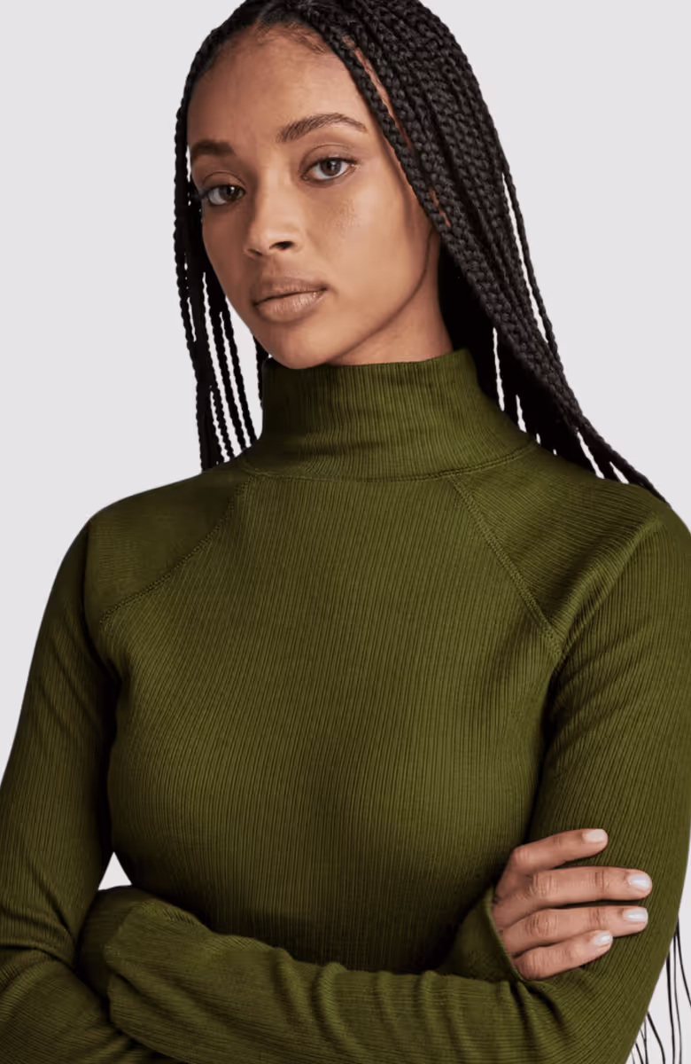 Slim rib mock l\s wmn
