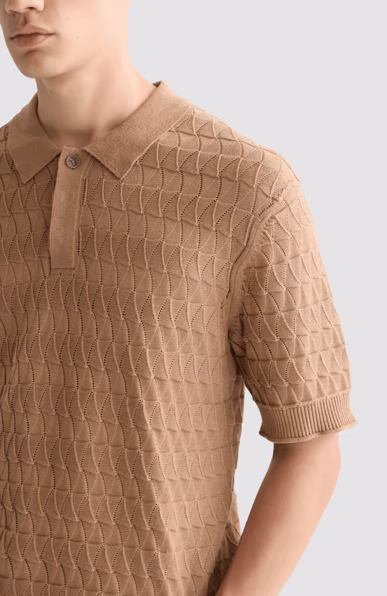 Pointelle knitted regular fit polo