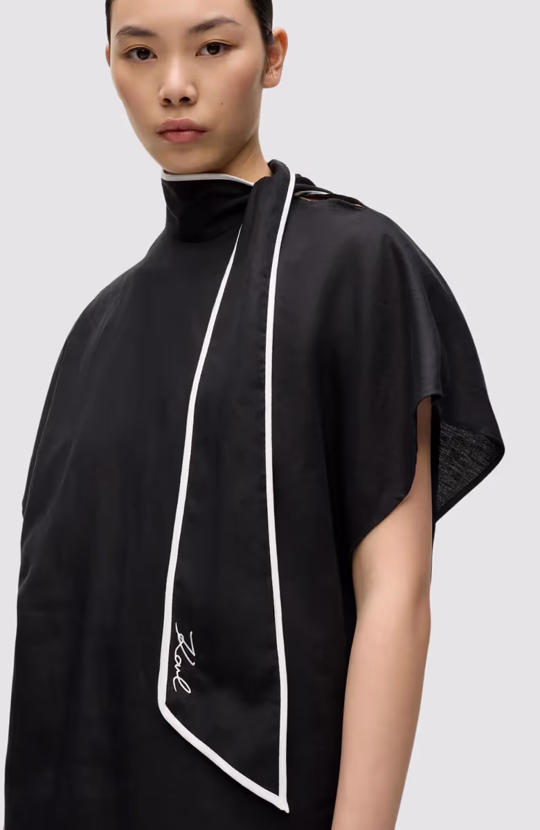 Linen Blend Piping Blouse