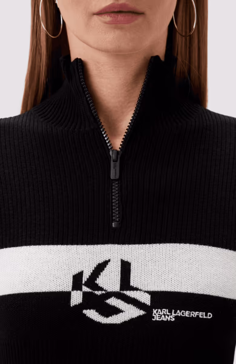 KLJ Half Zip Stripe Knit Dress