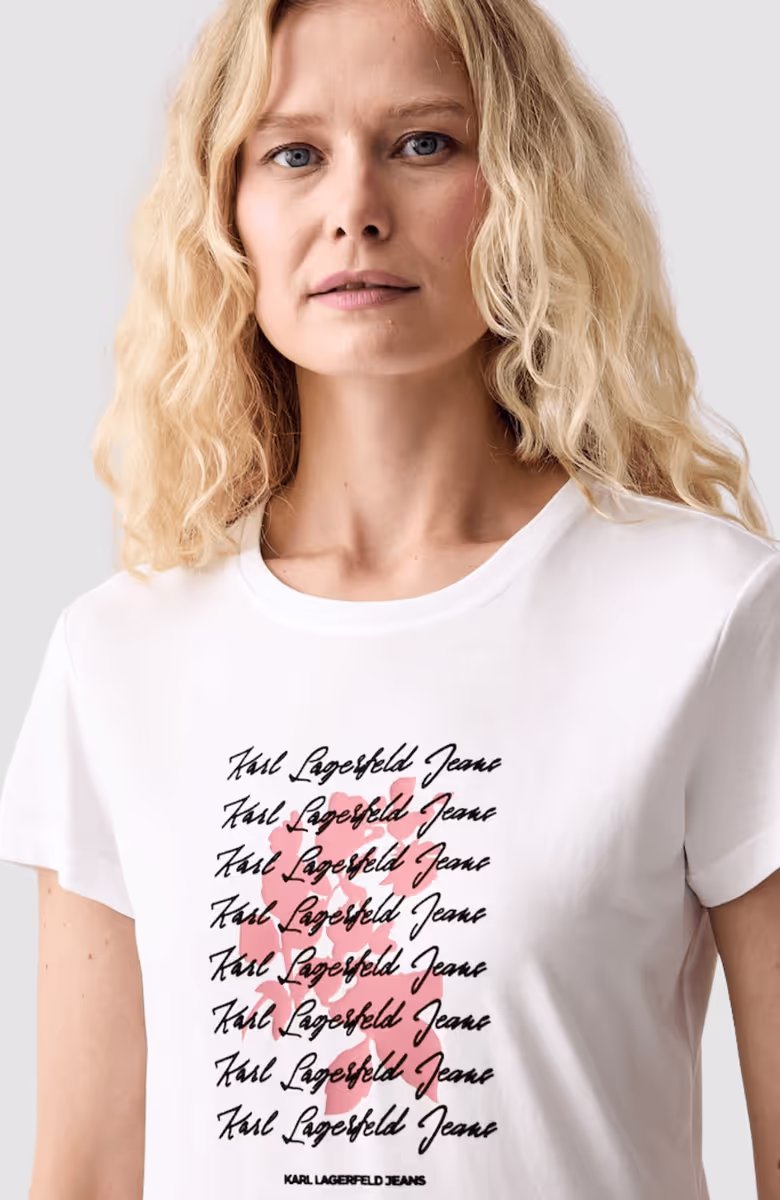 Klj Slim Tee Flocked Floral
