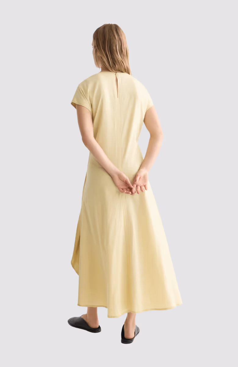 Relaxed linen blend ankle length tie dress