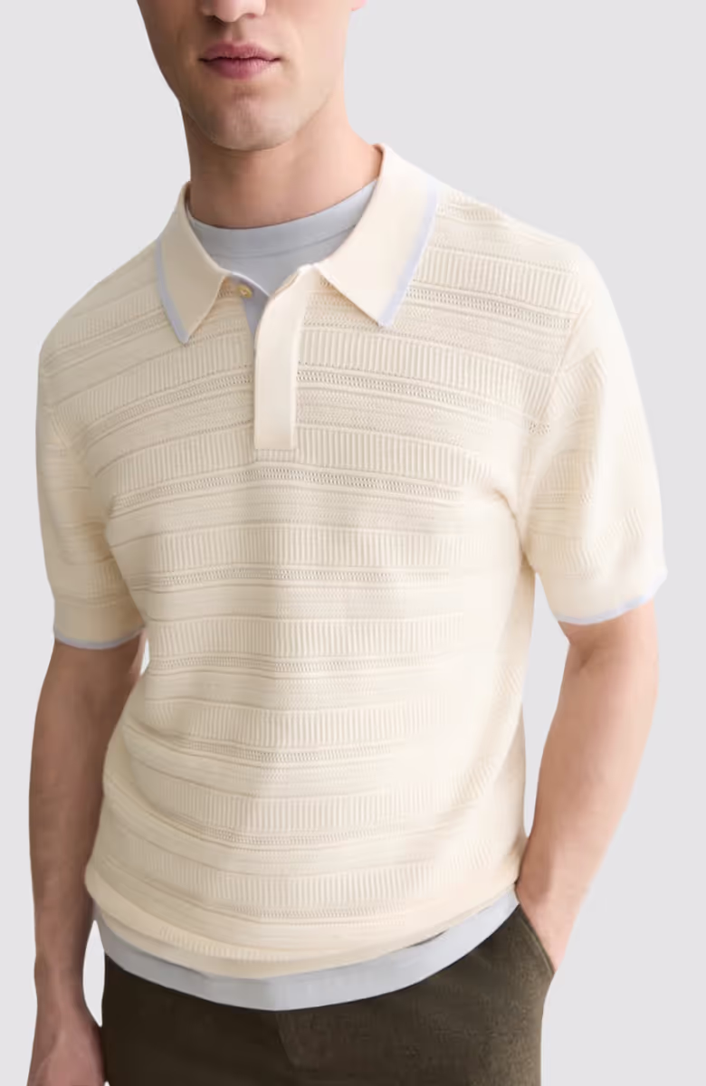 Structured knitted regular-fit polo