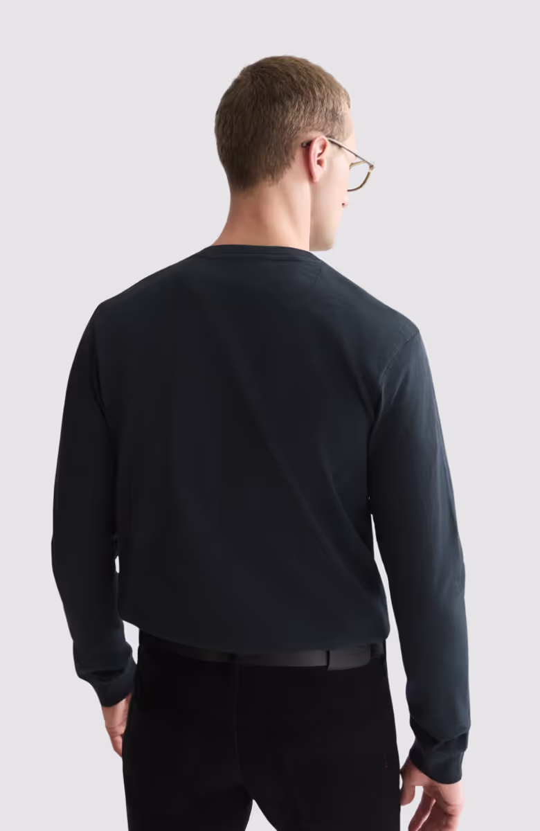 Henley slub regular-fit long sleeved T-shirt
