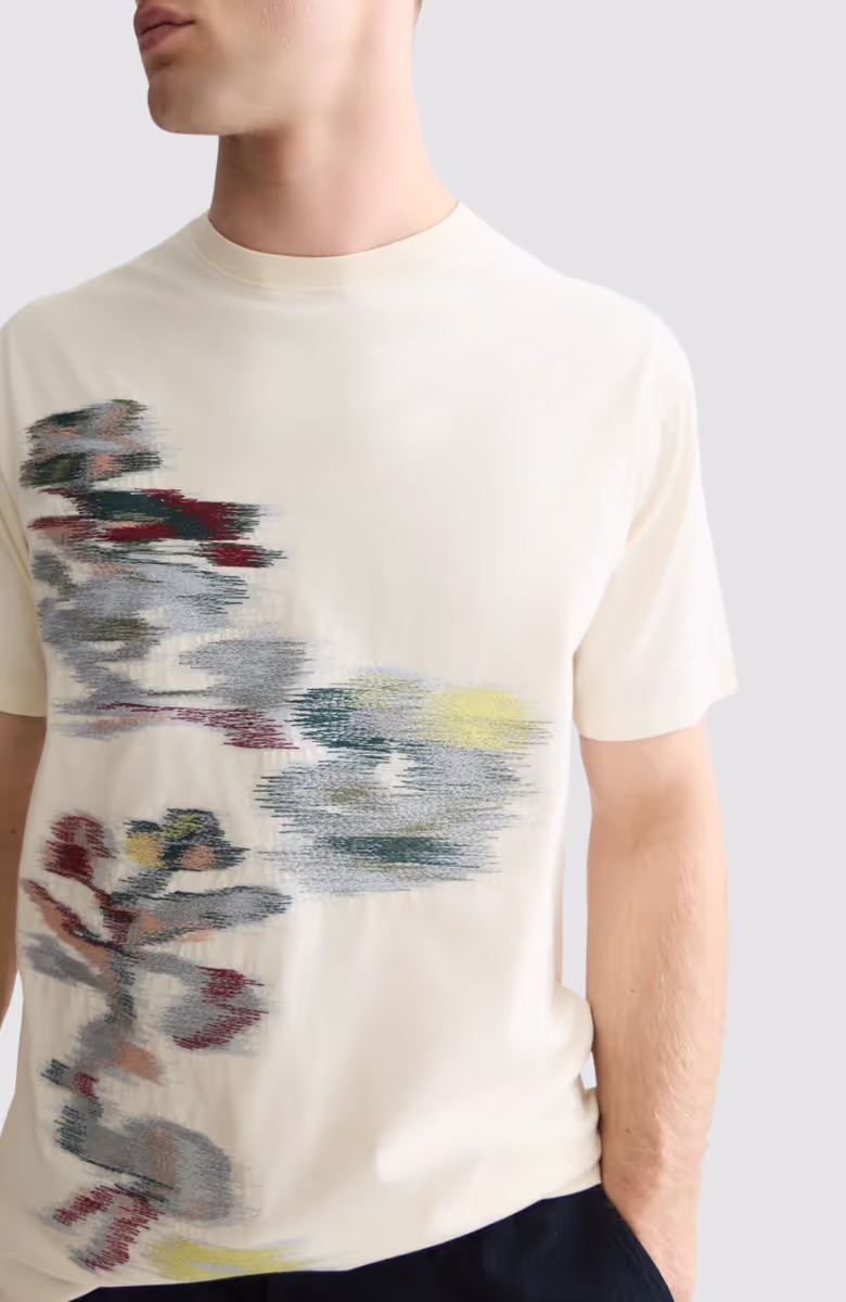 Embroidery placed artwork loose-fit T-shirt