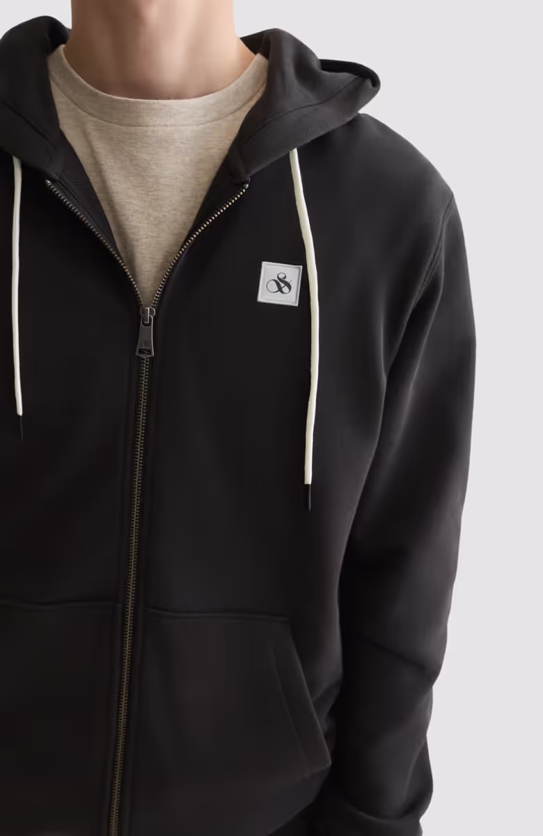 Logo badge regular-fit zip-through hoodie