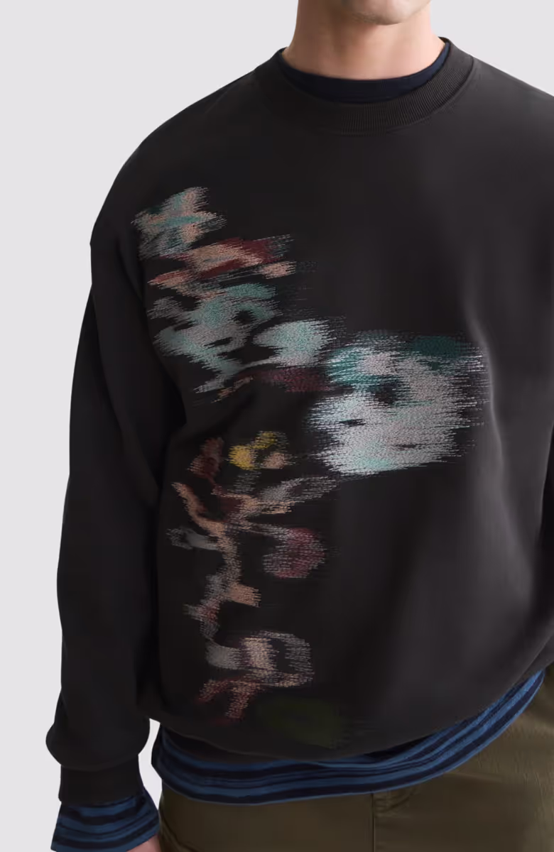 Placed embroidered artwork loose-fit sweatshirt