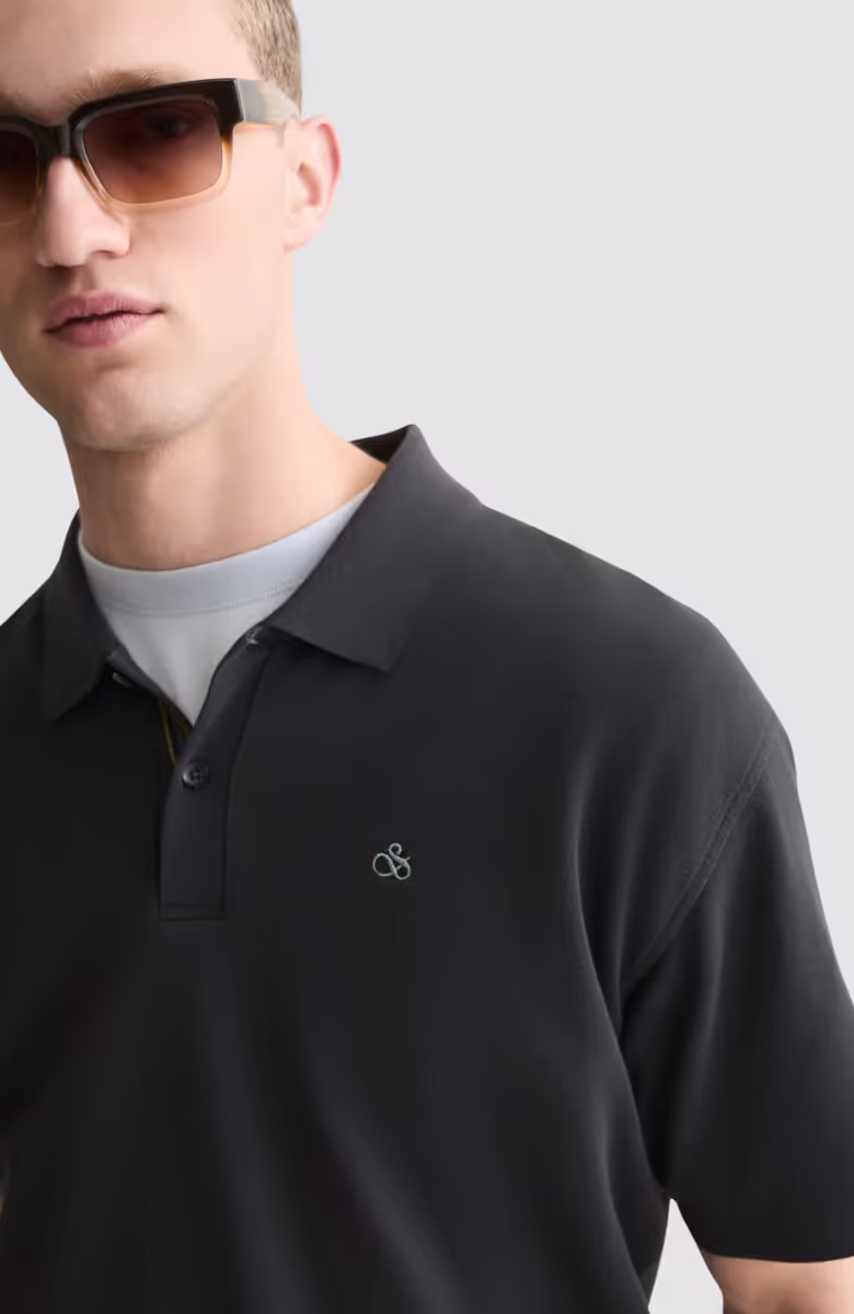 Pique relaxed-fit garment dyed polo