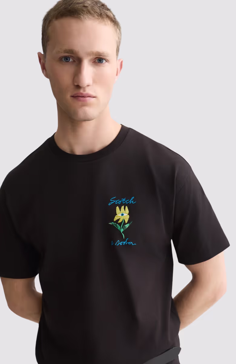 Front and back artwork relaxed-fit T-shirt