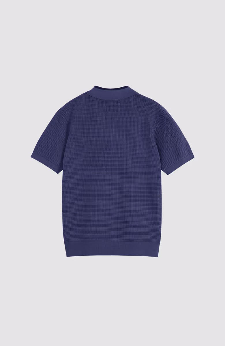 Structured knitted regular-fit polo