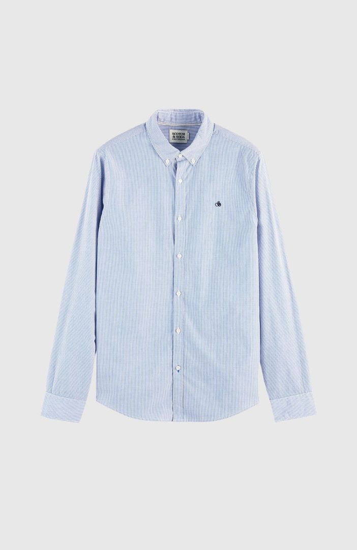 Essential yarn dye organic poplin slim fit shirt