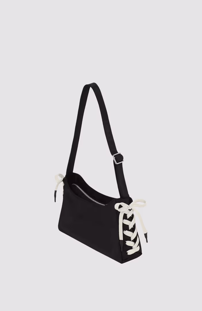 KLJ Nylon Lace Up Shoulder Bag
