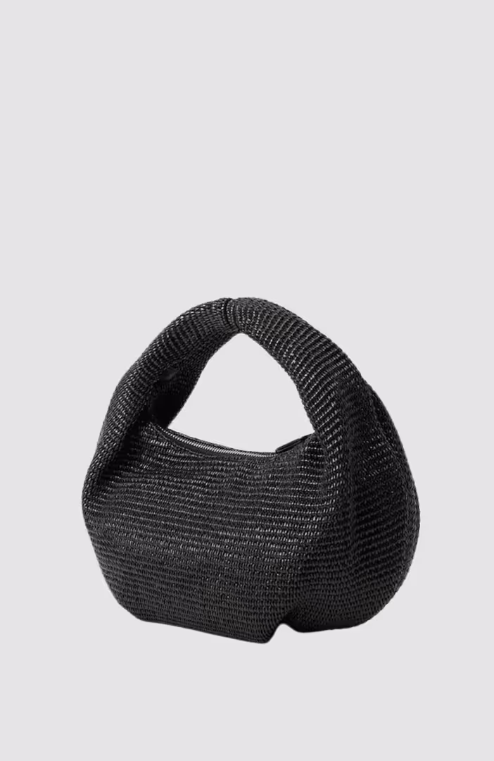 KLJ Box Logo Raffia Hobo