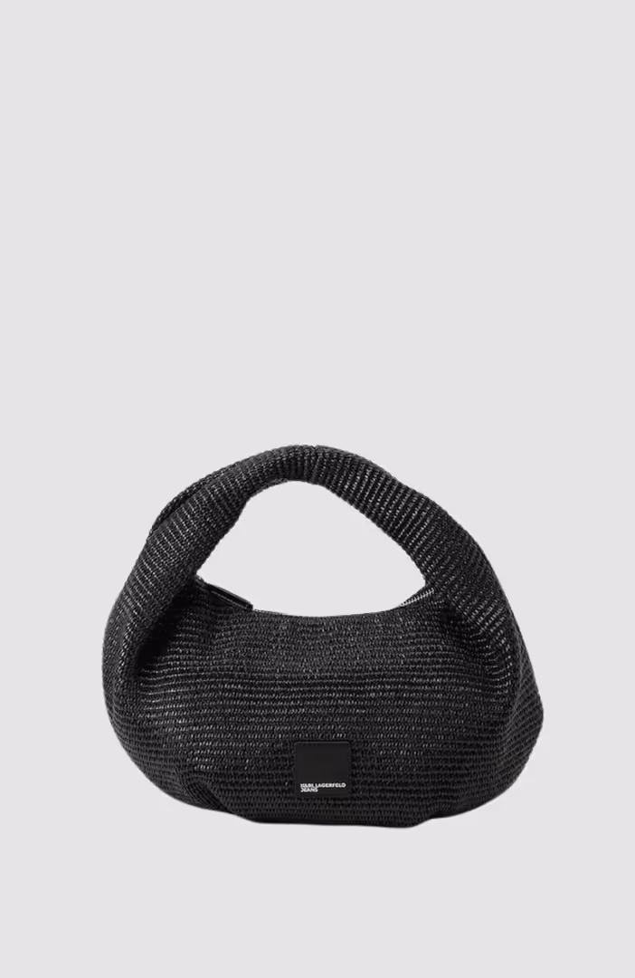 KLJ Box Logo Raffia Hobo