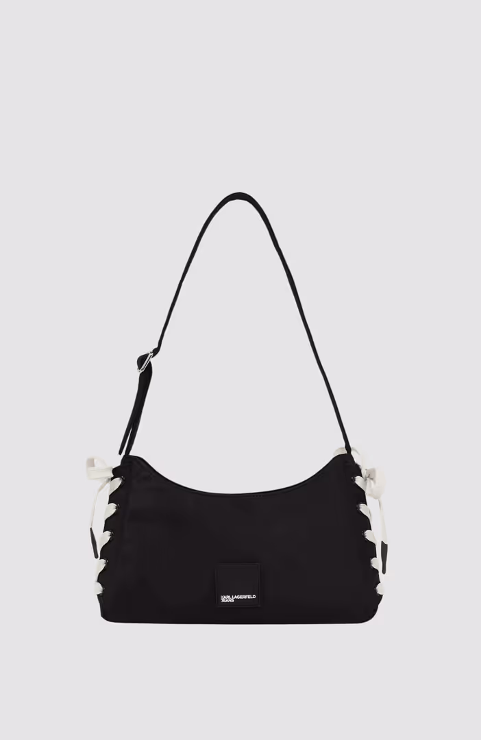 KLJ Nylon Lace Up Shoulder Bag
