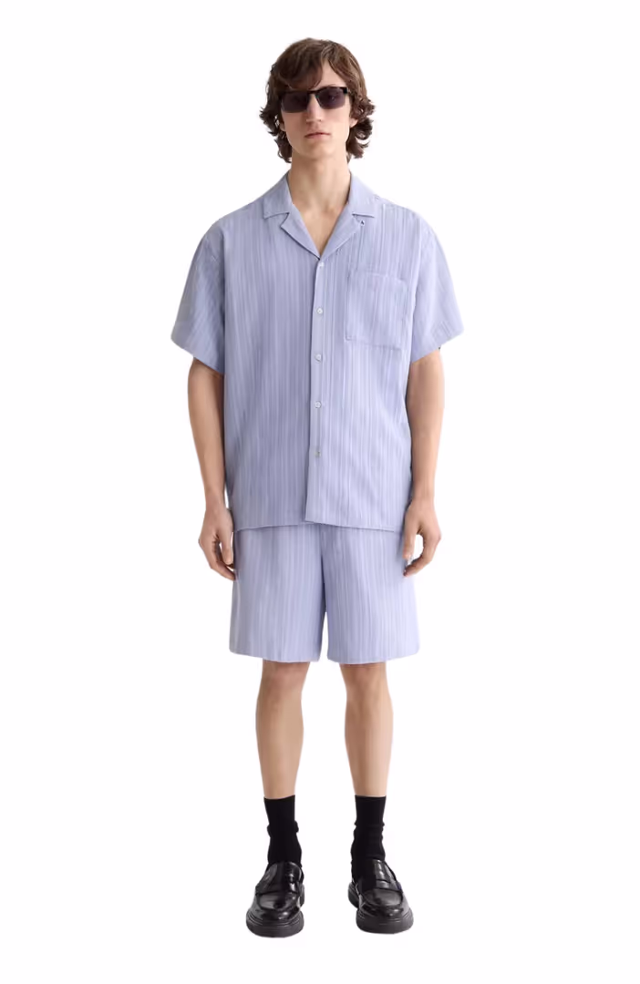 Tonal-Striped Short-Sleeved Shirt