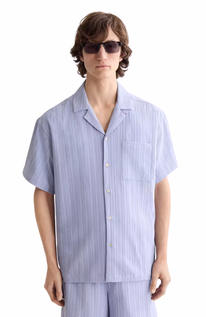 Tonal-Striped Short-Sleeved Shirt