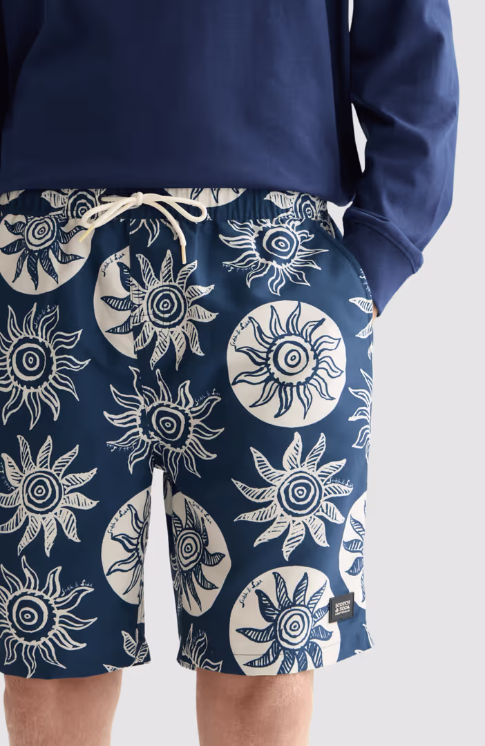 Printed longlength swim shorts