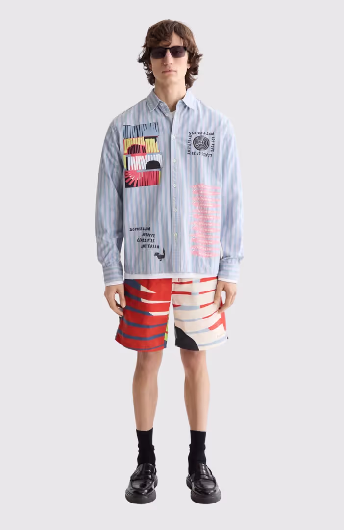 Printed Longer-Length Swim Shorts
