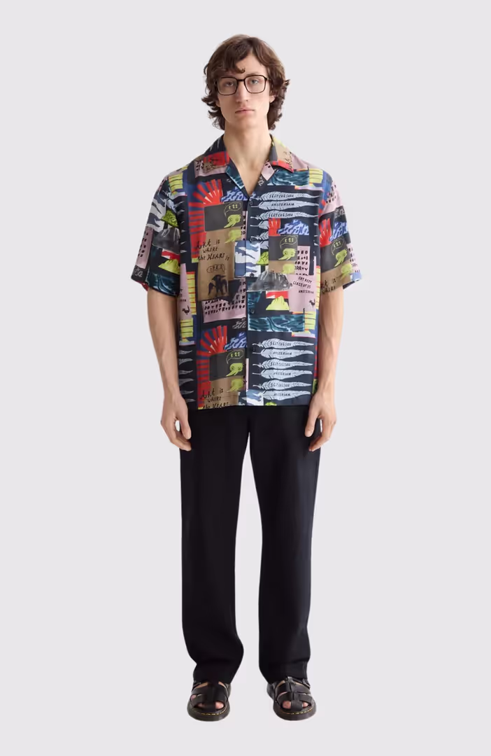 Relaxed-Fit Tencel All-Over Printed Short-Sleeved Shirt