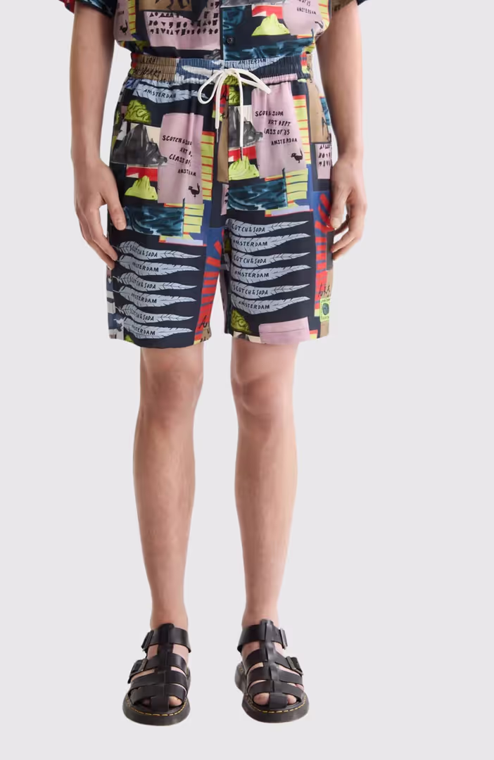 Fave - Printed Tencel Regular Fit Bermuda Shorts