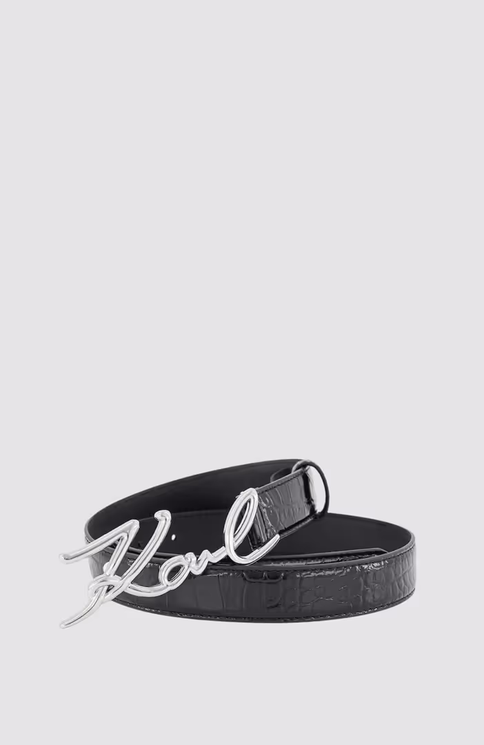 K/Signature Belt Croc Black