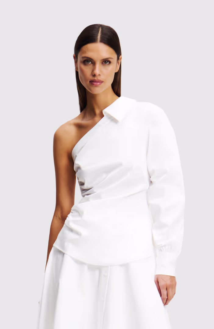 One Shoulder Poplin Blouse