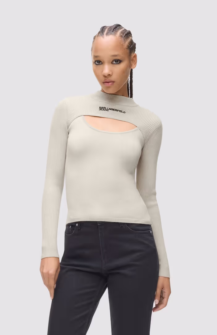 Klj Cut Out Mock Neck Sweater