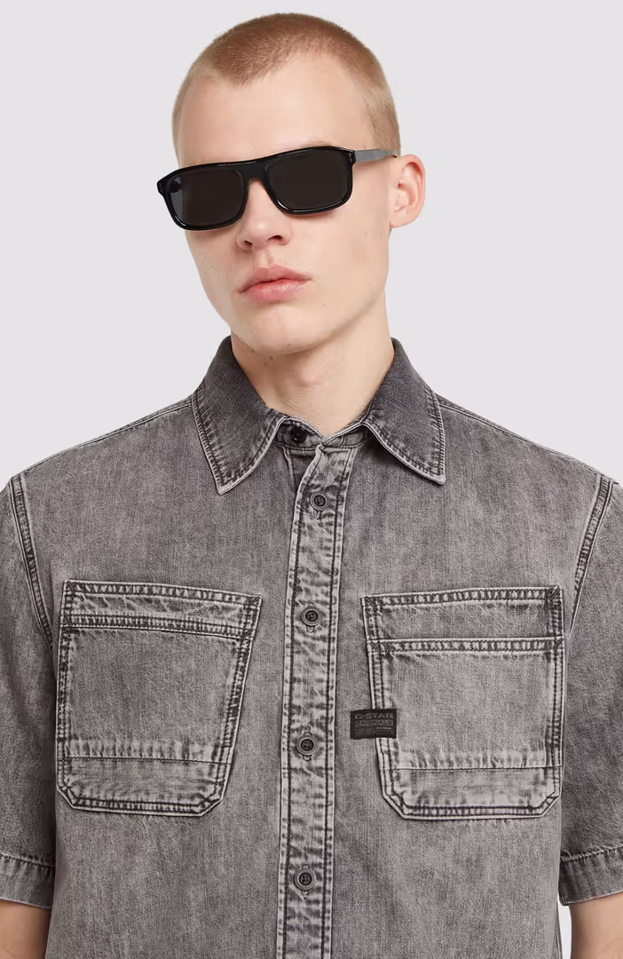 Slanted double pocket regular shirt s\s