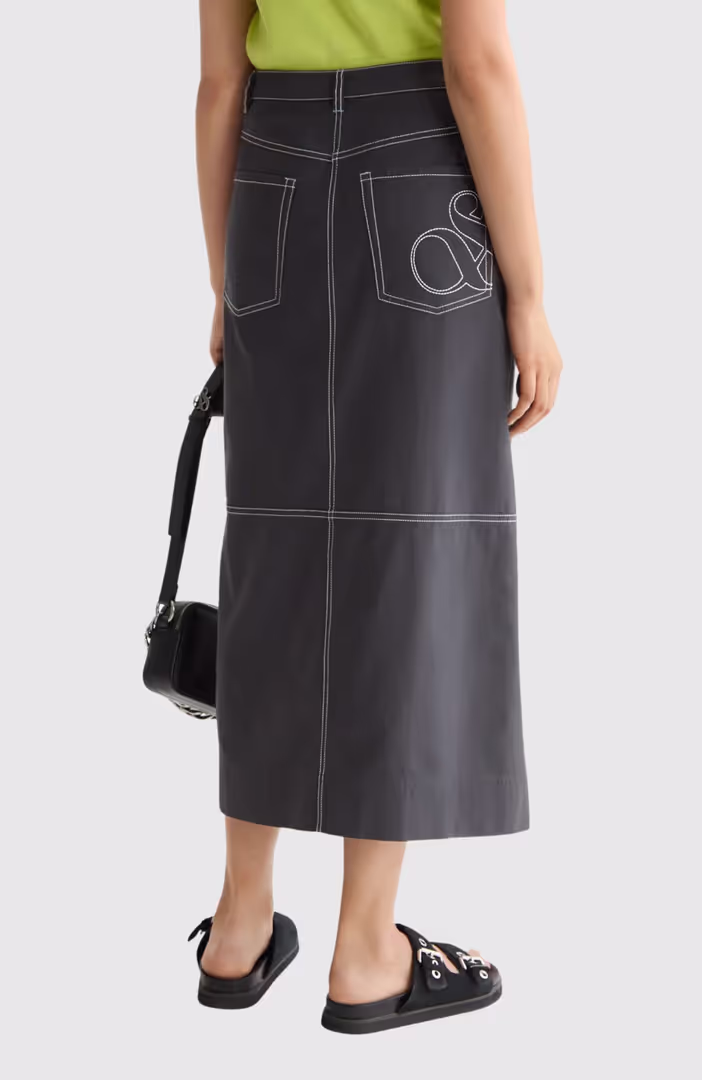 Workwear midi skirt with front slit