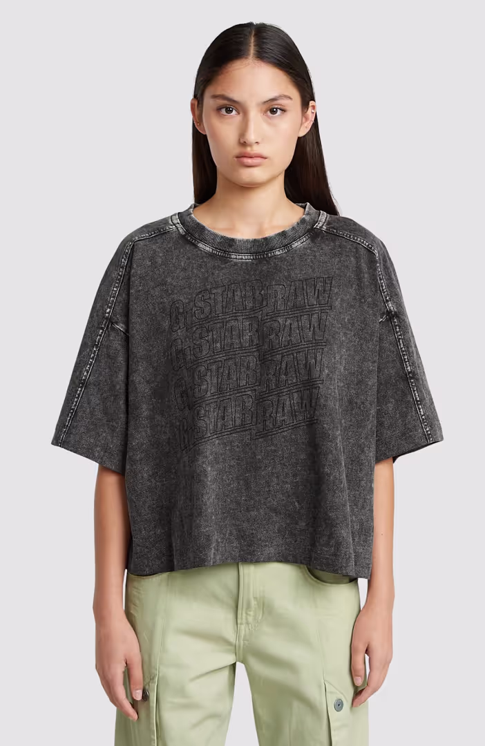 Washed multi logo oversized r t wmn