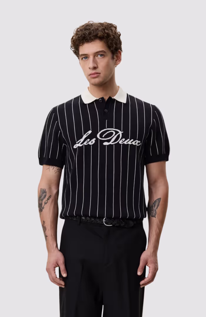 Pinstripe Knitted Polo