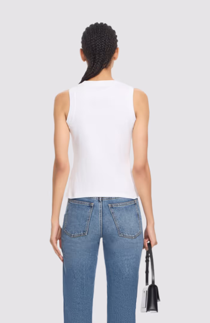 Off Stamp Rib Round Tank Top
