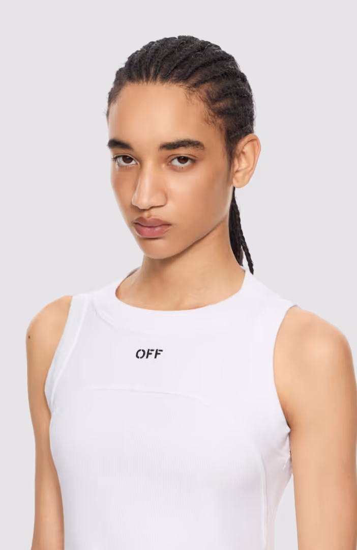 Off Stamp Rib Round Tank Top