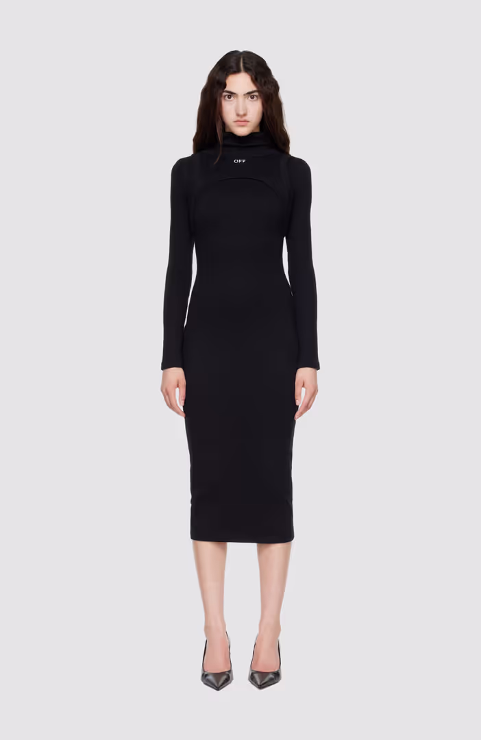 Off Stamp Rib Round Long Dress