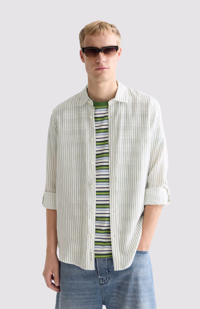 Linen striped regularfit shirt