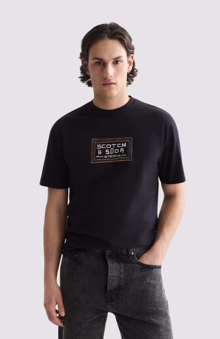 Embroidered Front Artwork Relaxed-Fit T-Shirt