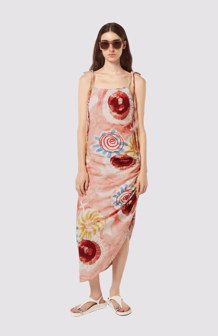 Linen Viscose printed mini dress