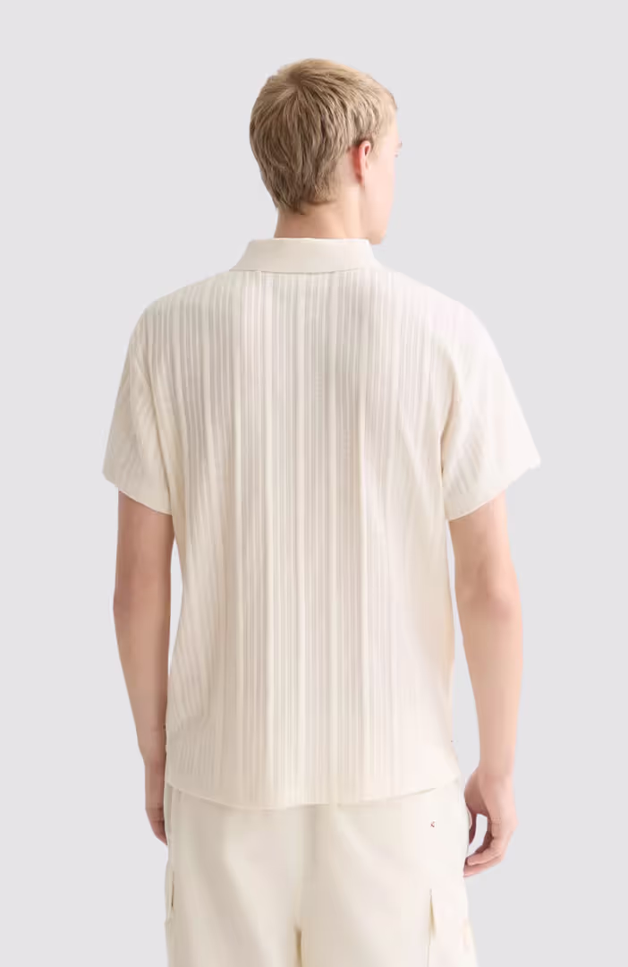 Structured ribbed relaxedfit polo