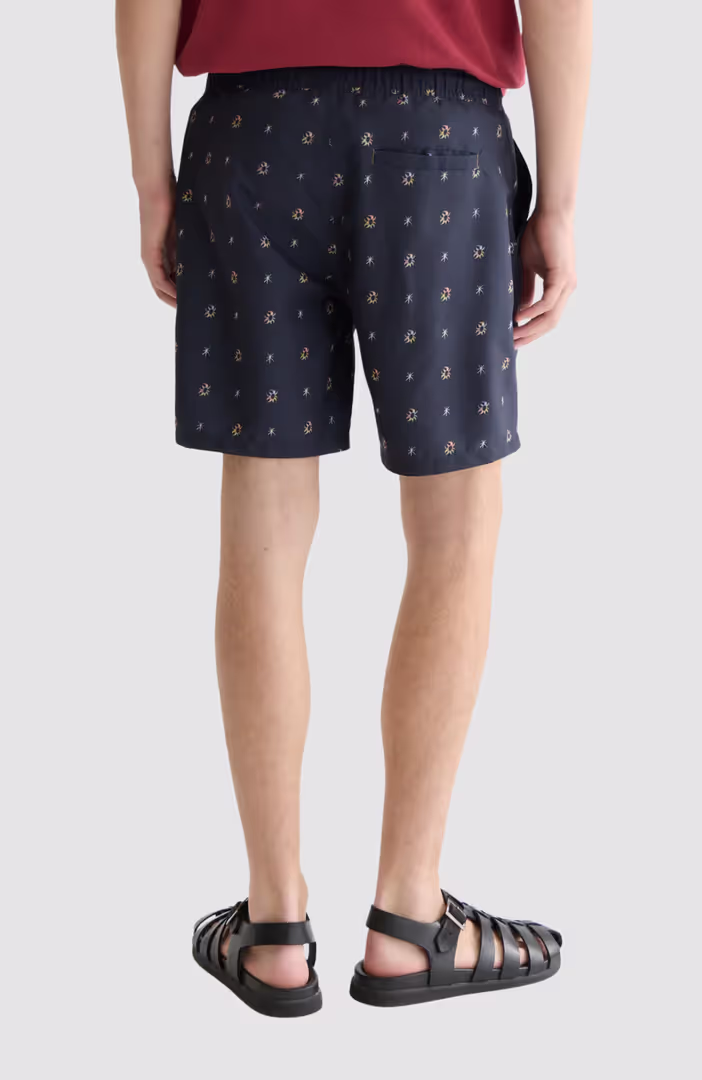 Mini print midlength swim shorts