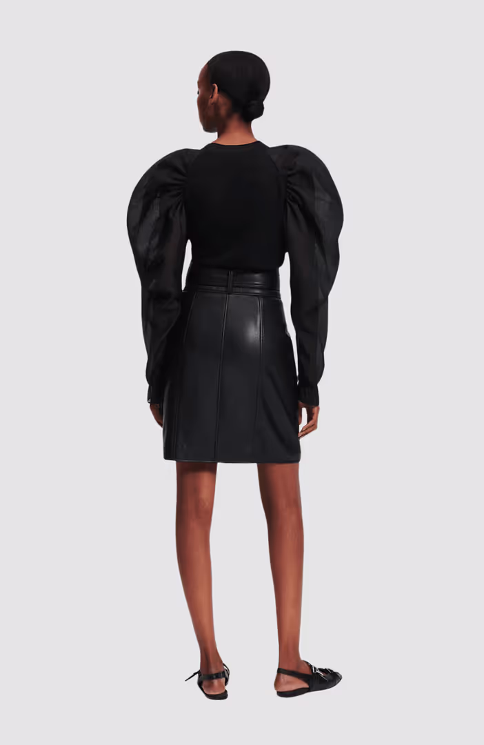 Faux Leather Skirt W/Zip
