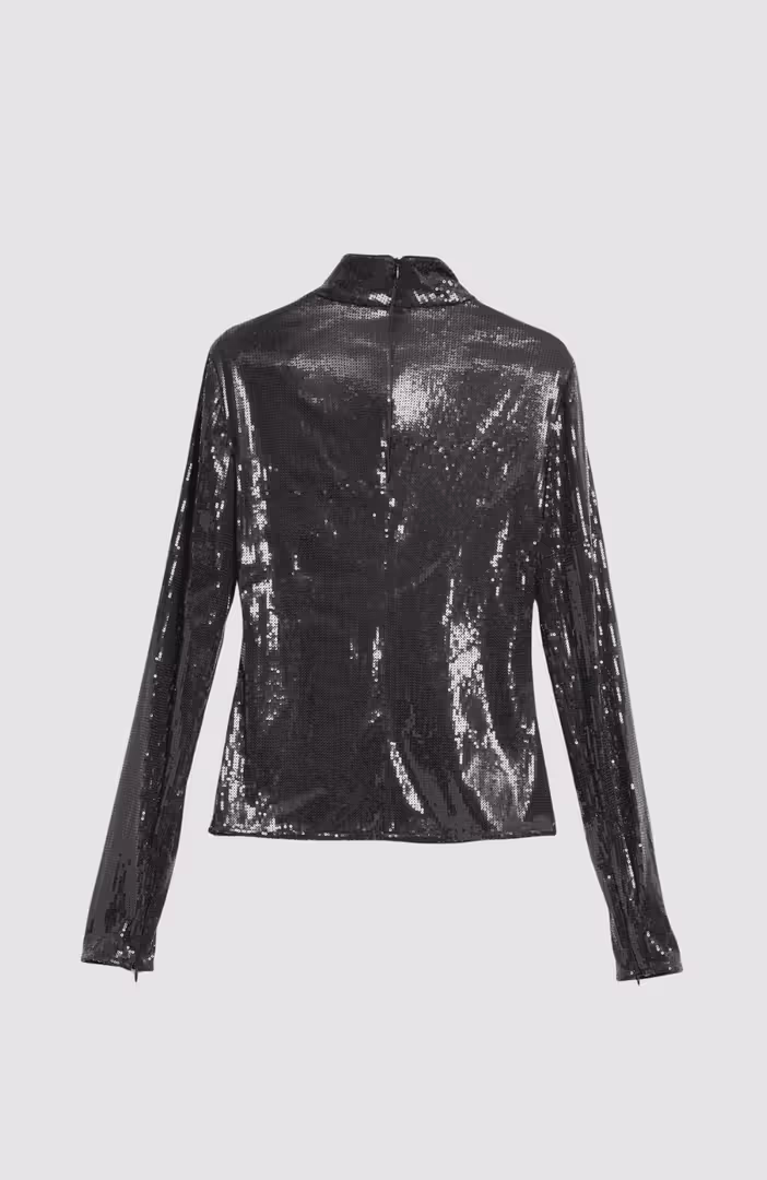 Sequin Zip Sleeve Top