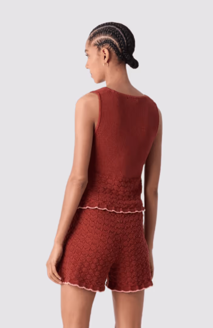 Relaxed fit pointelle knitted tank