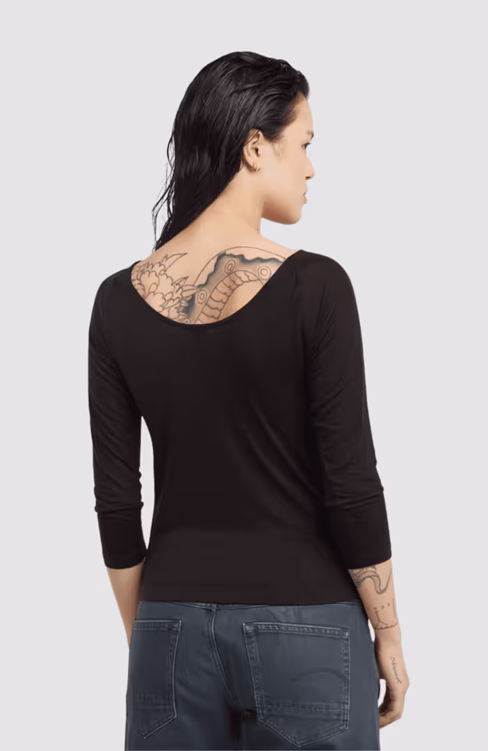 Low back slim 3\4 sl wmn