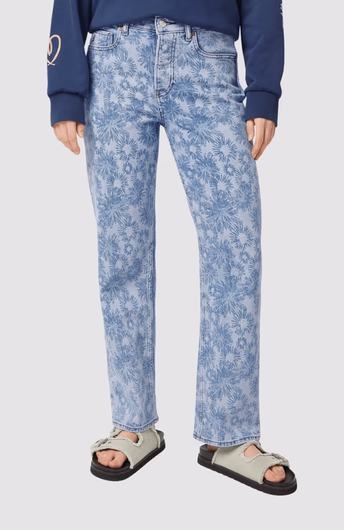 Sky high rise straight jeans — Abstract Floral
