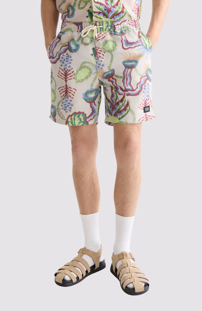 Printed midlength swim shorts