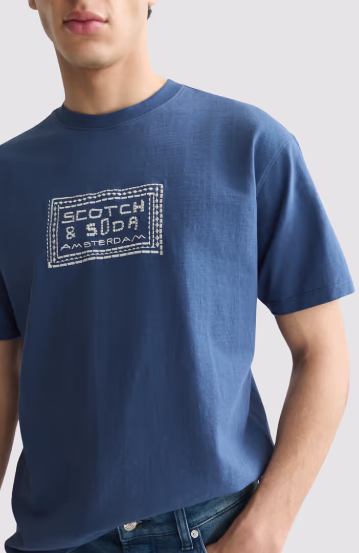 Embroidered Front Artwork Relaxed-Fit T-Shirt