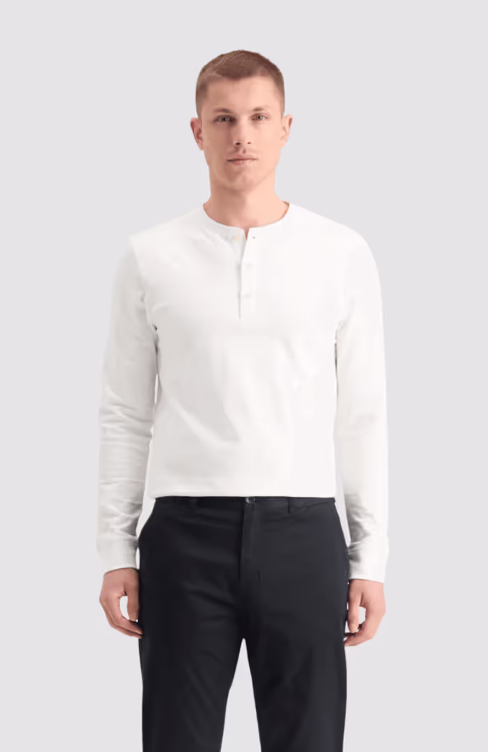 Regular Fit Slub Henley T-Shirt Ls