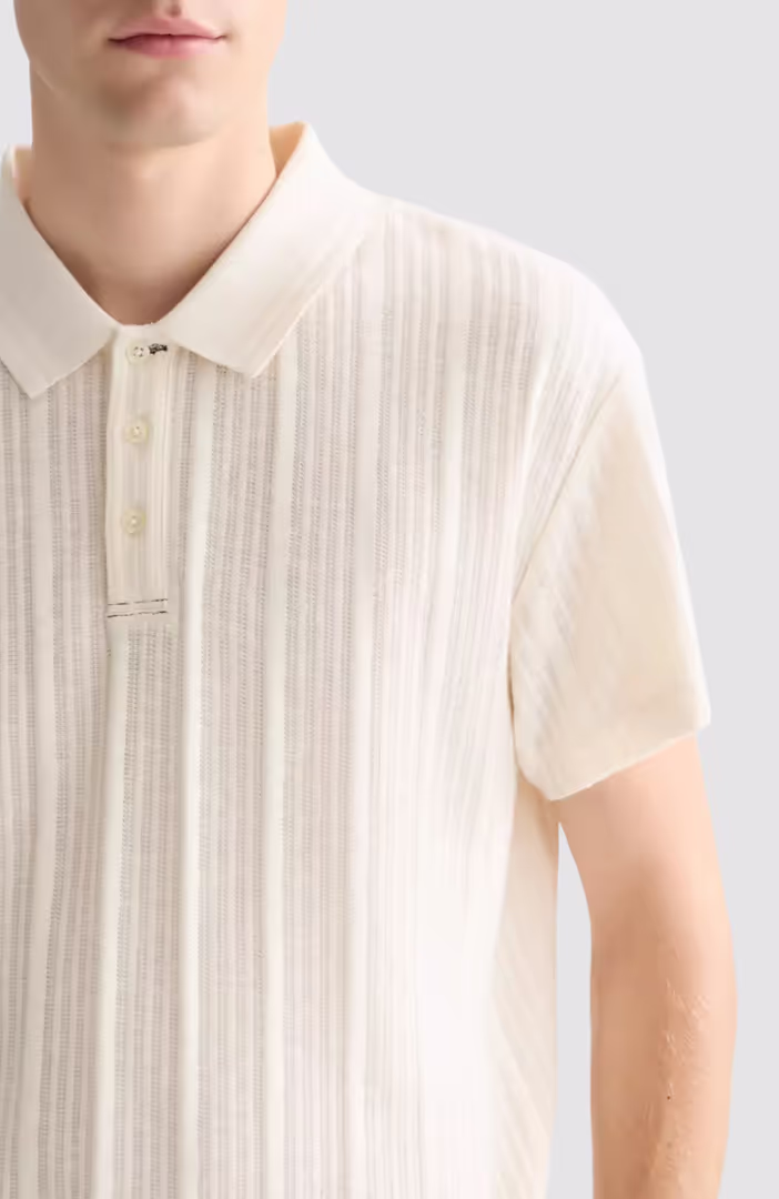 Structured ribbed relaxedfit polo